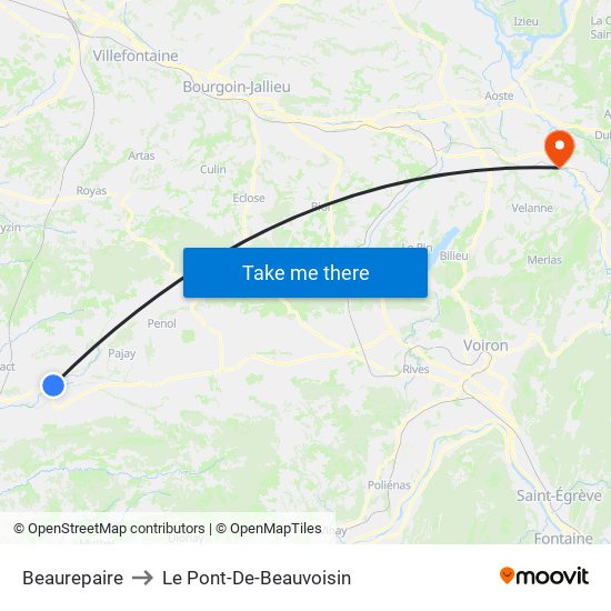 Beaurepaire to Le Pont-De-Beauvoisin map