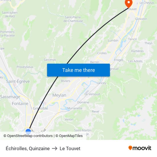 Échirolles, Quinzaine to Le Touvet map