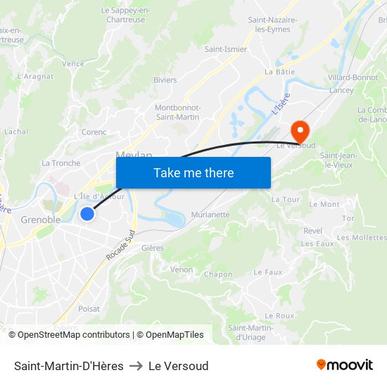 Saint-Martin-D'Hères to Le Versoud map