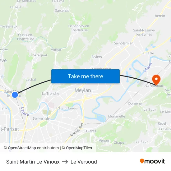Saint-Martin-Le-Vinoux to Le Versoud map