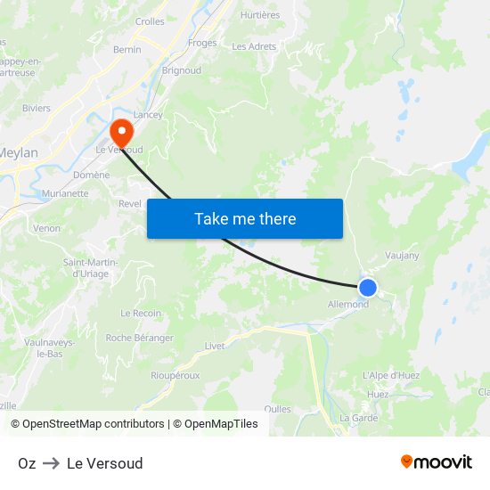 Oz to Le Versoud map