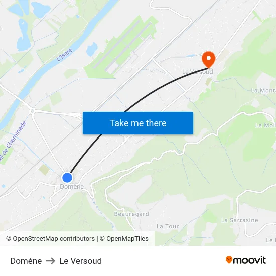 Domène to Le Versoud map