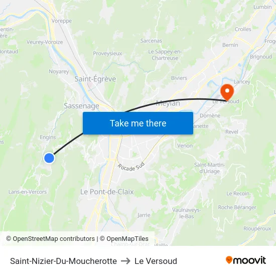 Saint-Nizier-Du-Moucherotte to Le Versoud map