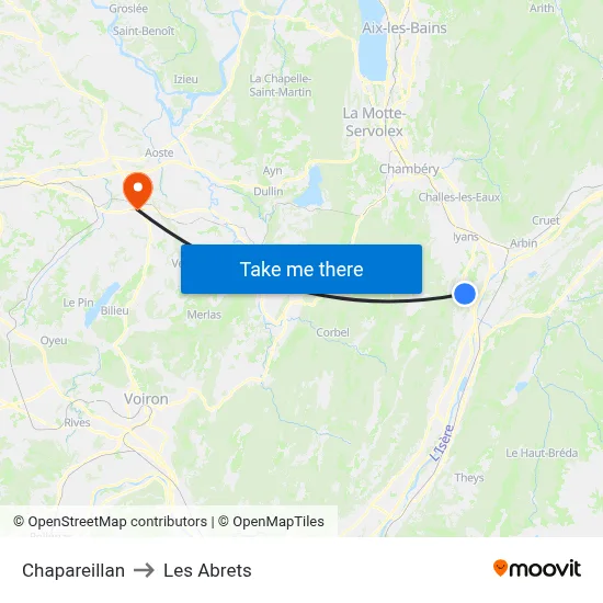 Chapareillan to Les Abrets map