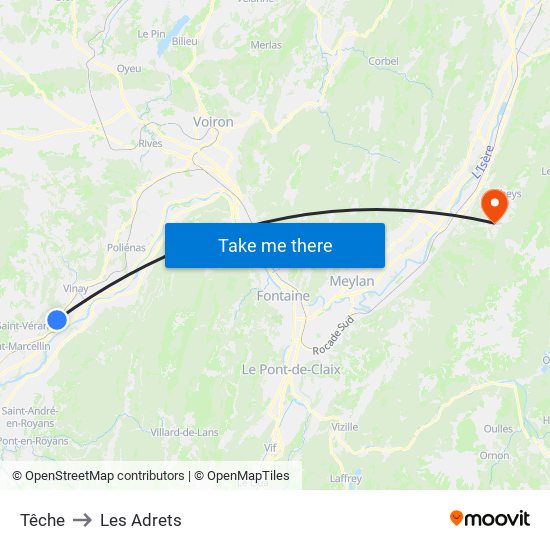 Têche to Les Adrets map