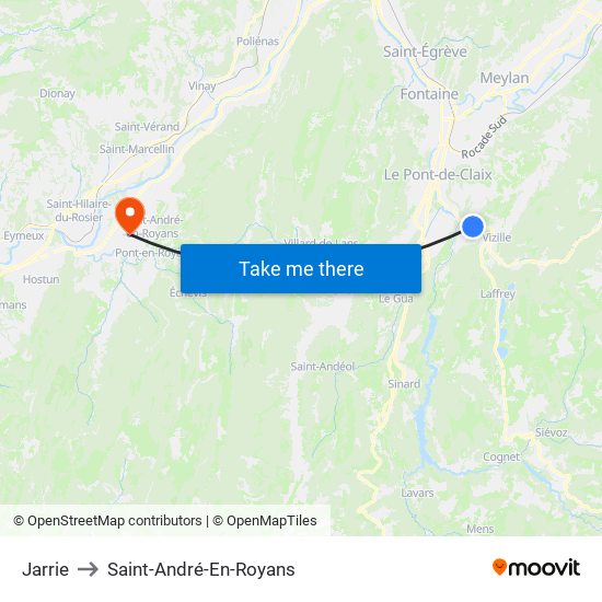 Jarrie to Saint-André-En-Royans map