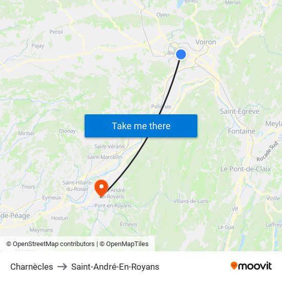 Charnècles to Saint-André-En-Royans map