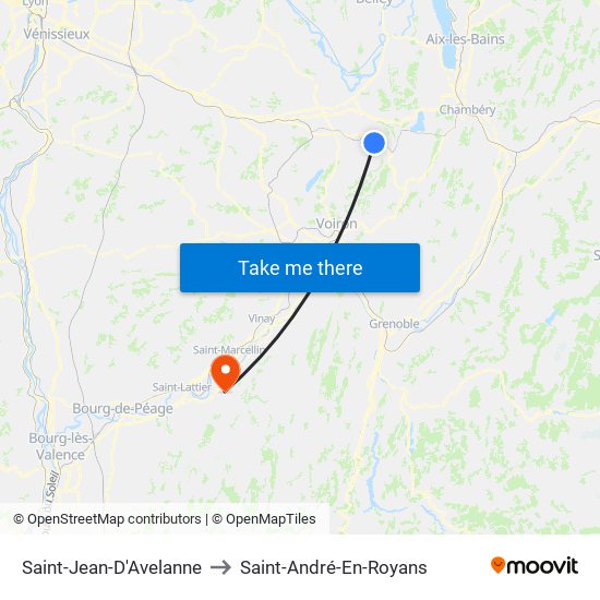 Saint-Jean-D'Avelanne to Saint-André-En-Royans map