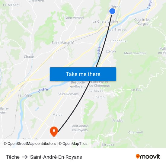 Têche to Saint-André-En-Royans map