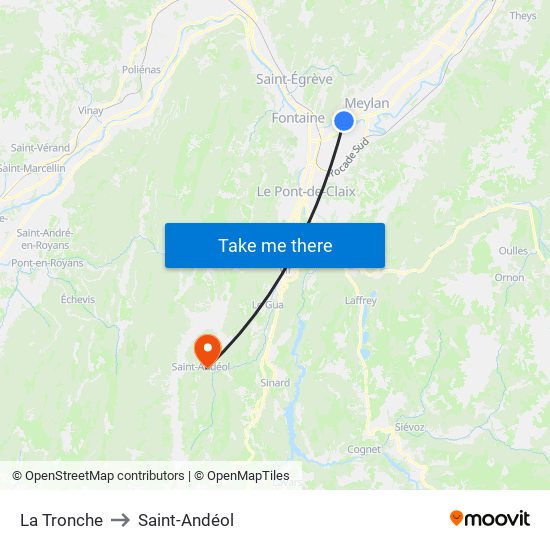 La Tronche to Saint-Andéol map