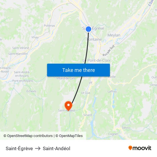 Saint-Égrève to Saint-Andéol map
