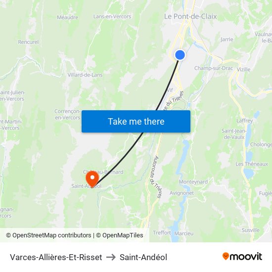 Varces-Allières-Et-Risset to Saint-Andéol map