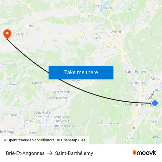 Brié-Et-Angonnes to Saint-Barthélemy map