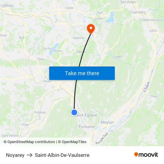 Noyarey to Saint-Albin-De-Vaulserre map