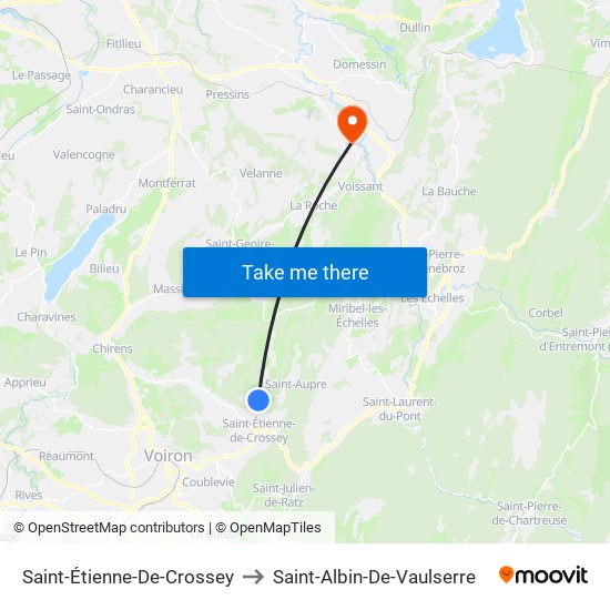 Saint-Étienne-De-Crossey to Saint-Albin-De-Vaulserre map