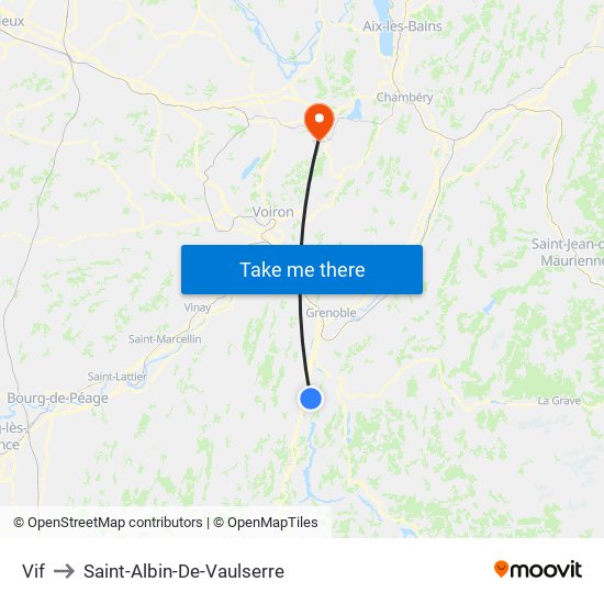 Vif to Saint-Albin-De-Vaulserre map