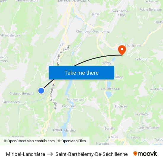 Miribel-Lanchâtre to Saint-Barthélemy-De-Séchilienne map