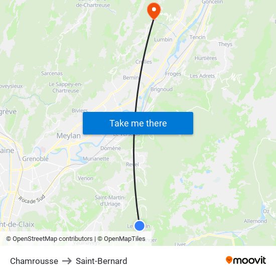 Chamrousse to Saint-Bernard map