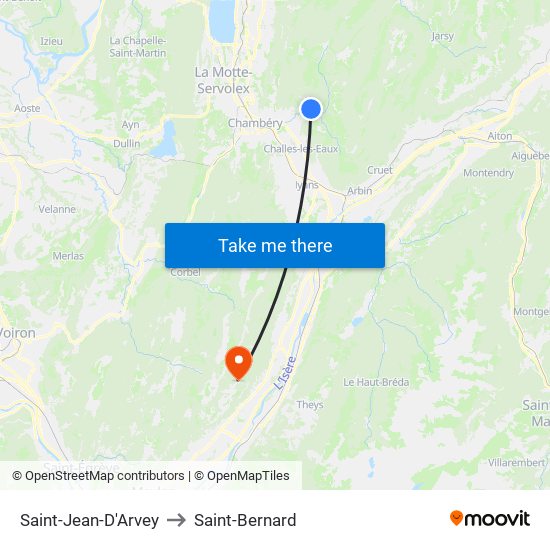 Saint-Jean-D'Arvey to Saint-Bernard map