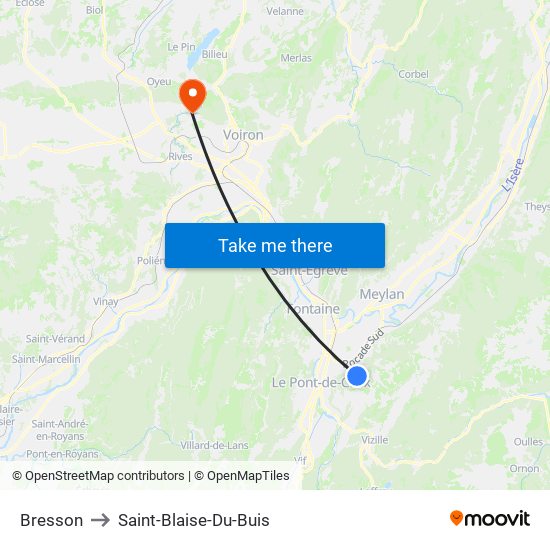 Bresson to Saint-Blaise-Du-Buis map