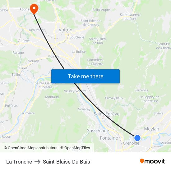 La Tronche to Saint-Blaise-Du-Buis map