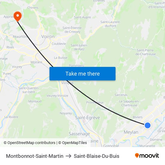 Montbonnot-Saint-Martin to Saint-Blaise-Du-Buis map