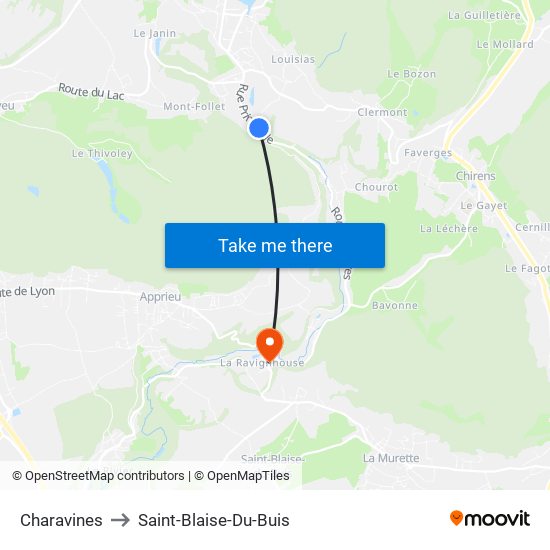 Charavines to Saint-Blaise-Du-Buis map