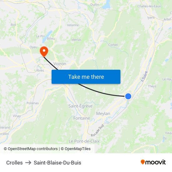 Crolles to Saint-Blaise-Du-Buis map