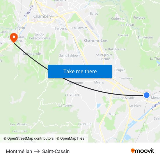 Montmélian to Saint-Cassin map