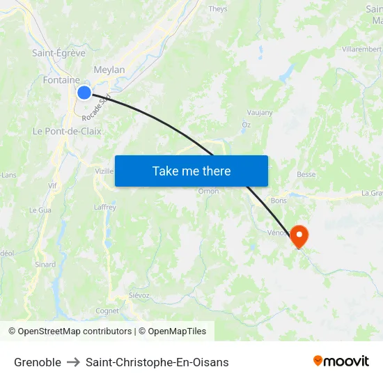 Grenoble to Saint-Christophe-En-Oisans map