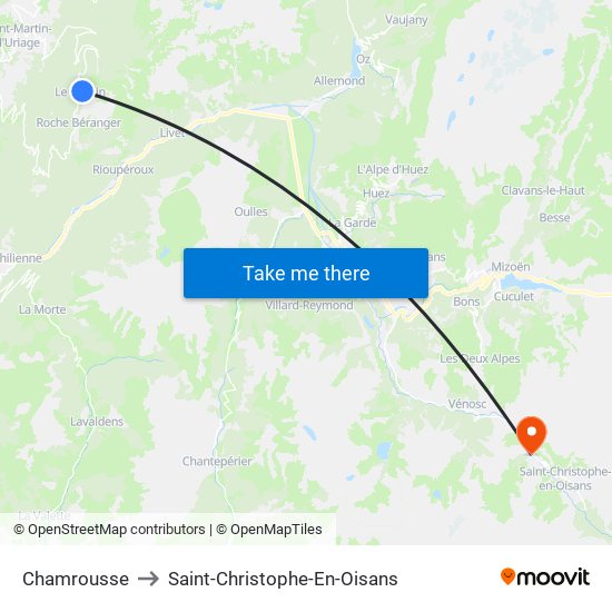 Chamrousse to Saint-Christophe-En-Oisans map