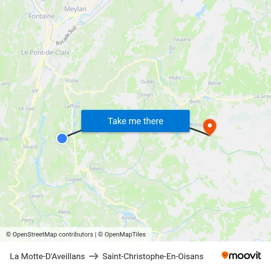 La Motte-D'Aveillans to Saint-Christophe-En-Oisans map