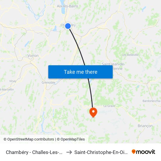 Chambéry - Challes-Les-Eaux to Saint-Christophe-En-Oisans map