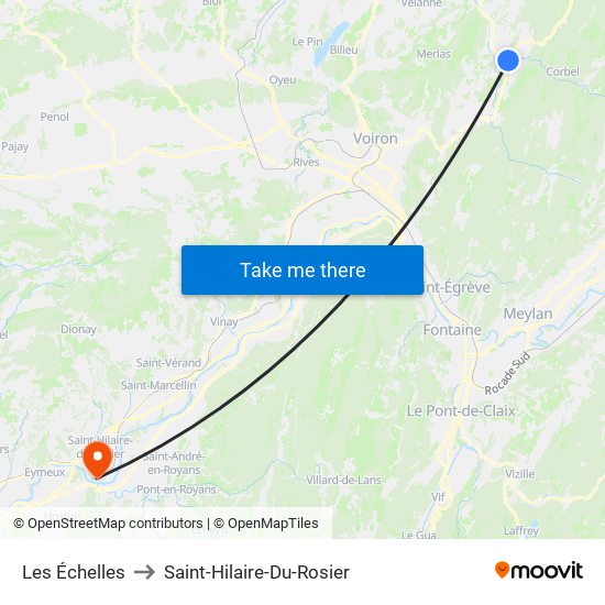 Les Échelles to Saint-Hilaire-Du-Rosier map