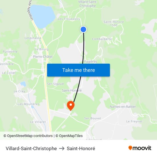 Villard-Saint-Christophe to Saint-Honoré map