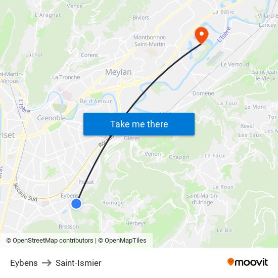 Eybens to Saint-Ismier map