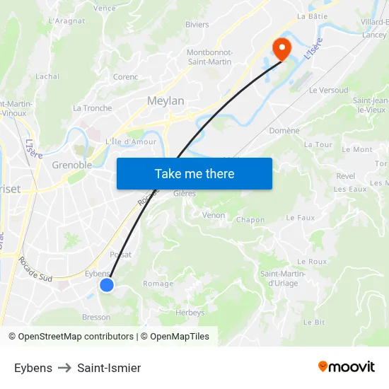 Eybens to Saint-Ismier map