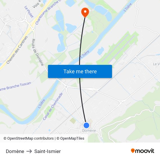 Domène to Saint-Ismier map