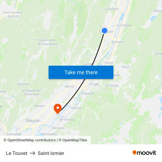 Le Touvet to Saint-Ismier map