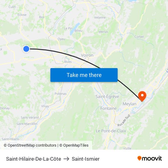 Saint-Hilaire-De-La-Côte to Saint-Ismier map