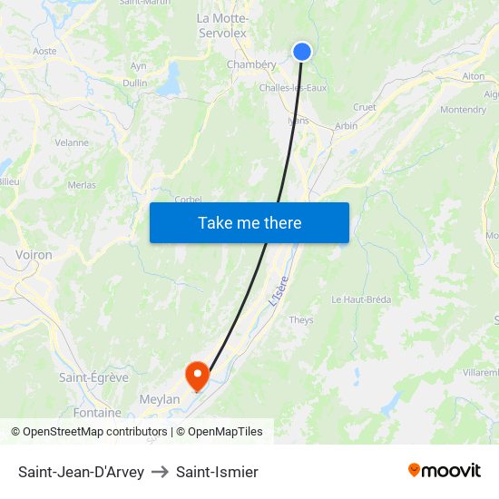 Saint-Jean-D'Arvey to Saint-Ismier map