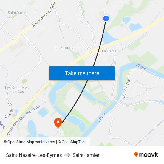 Saint-Nazaire-Les-Eymes to Saint-Ismier map