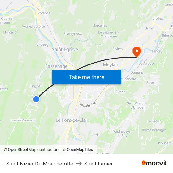 Saint-Nizier-Du-Moucherotte to Saint-Ismier map