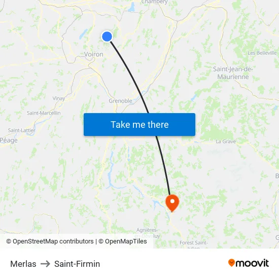 Merlas to Saint-Firmin map