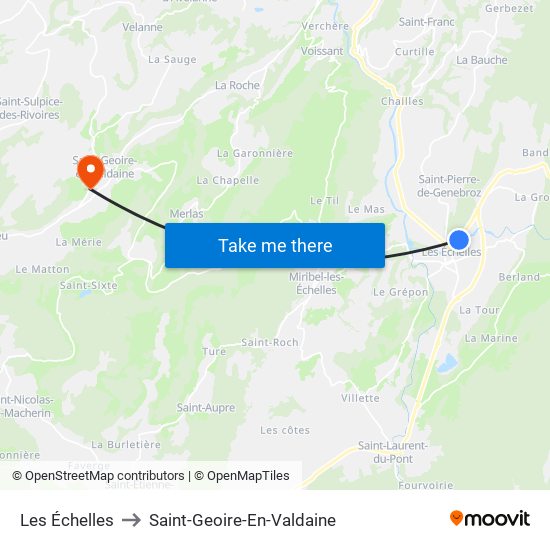Les Échelles to Saint-Geoire-En-Valdaine map