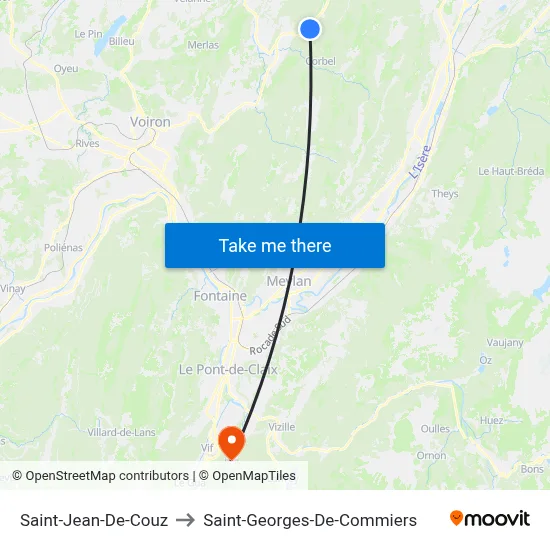 Saint-Jean-De-Couz to Saint-Georges-De-Commiers map