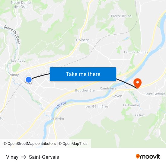 Vinay to Saint-Gervais map