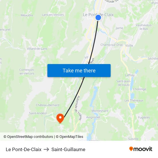 Le Pont-De-Claix to Saint-Guillaume map