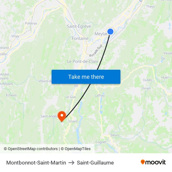 Montbonnot-Saint-Martin to Saint-Guillaume map