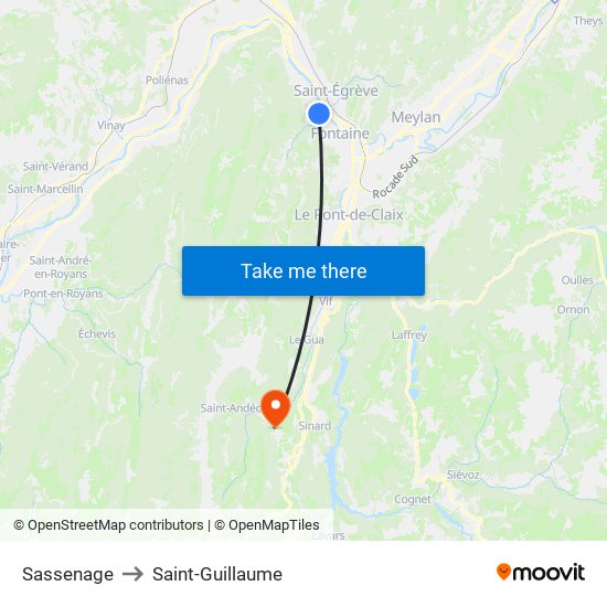 Sassenage to Saint-Guillaume map